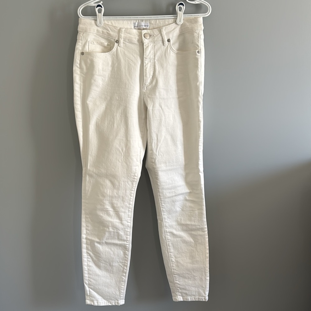 LOFT Curvy Skinny Off-white Skinny Jeans Size 29